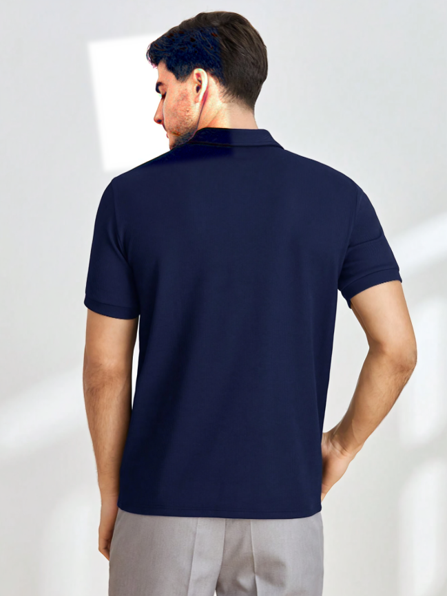 Classic Men’s Quarter-Zip Polo with Solid Design